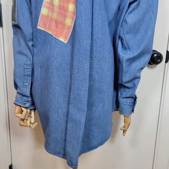 Vintage Ashley Hill Wilderness Denim Shirt Patchwork Western Outdoors Vibes L - Picture 13 of 16